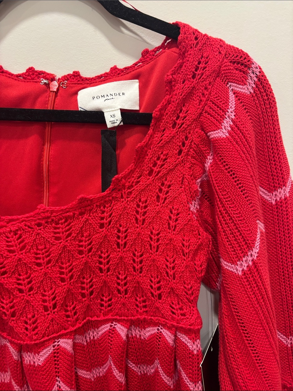 Tuckernuck Pomander Place Red Crochet Trim Devon Dress XS NWT - Picture 9 of 14